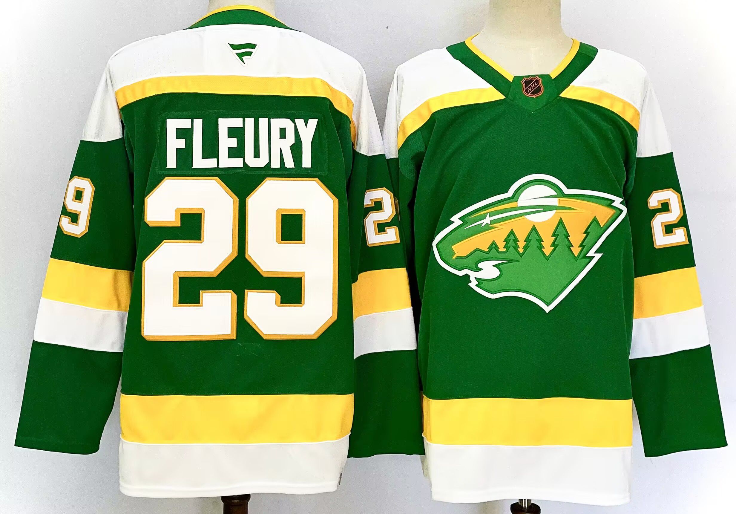 Men Minnesota Wild #29 Fleury Green 2025 Home Premier Player NHL Jersey style 1